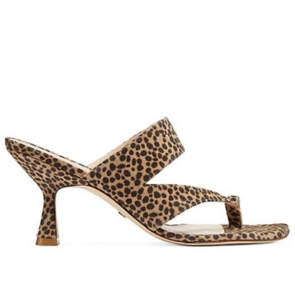 Stuart Weitzman Lyla 75 cheetah suede sandal mules - Picture 1 of 10